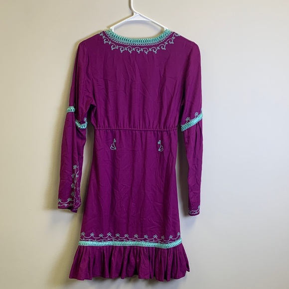 Moda International Violet Dress with Aqua Embroidery - Picture 4 of 4